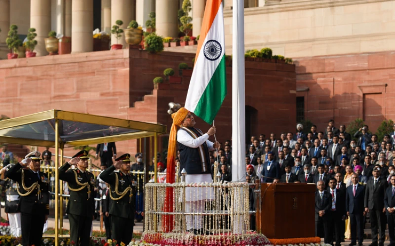 Press Release : Hon'ble BJP National President Shri Nitin Nabin hoisted the National Flag on the occasion of 77th Republic Day at BJP HQ, 6A DDU Marg, New Delhi